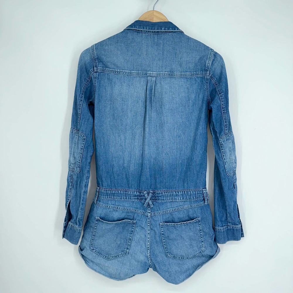 Abercrombie & Fitch Long Sleeve Denim Jean Shorts Romper in Medium Wash A&F - Picture 5 of 7